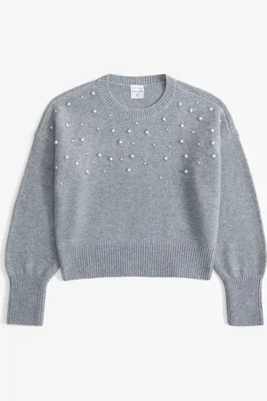 Abercrombie & Fitch Pull en maille à manches ballons avec détails diamantés9 - 10 ans (134 - 140cm)