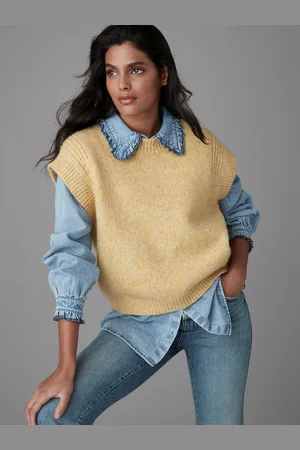 Next Denim Shirt Layer 2 in 1 Knitted Tank Jumper with WoolXS Reg