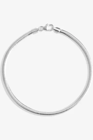 Simply Silver Sterling 925 Fine Flat Snake Chain Braceletun