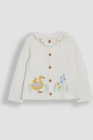 JoJo Maman Bébé Ruffle Collar 100% Cotton CardiganJusqu