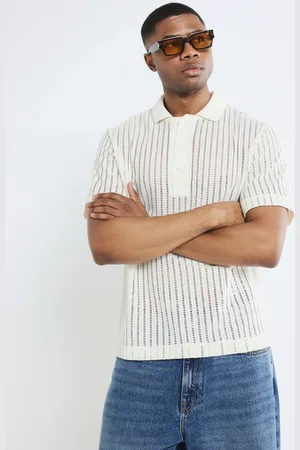 River Island Boxy Crochet Polo ShirtPetit