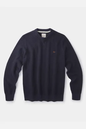 Aubin Blue Holywell Pique Crew Neck 100% Organic Cotton JumperM