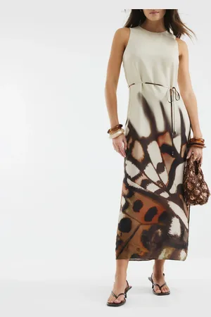 River Island Bias Printed 100% Cotton Midi Slip Dress34