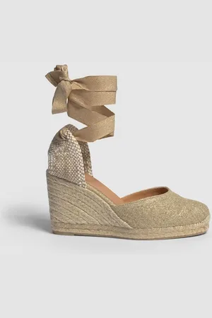 Castaner Nude Wedge Heel Ankle Strap Leather Espadrille Sandalsue38