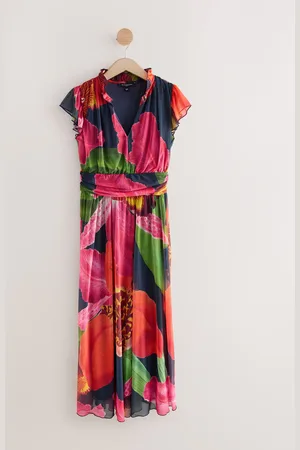 Next Robe mi-longue Kew Collection en maille plissée à col en V46tall