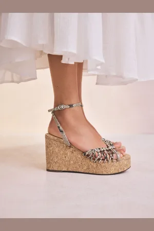 Next Forever Comfort Round Toe Weave Detail High Cork Wedgesue385