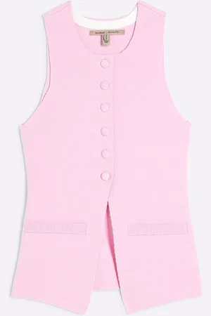 River Island Petite Pink Longline Button Front Waistcoat38
