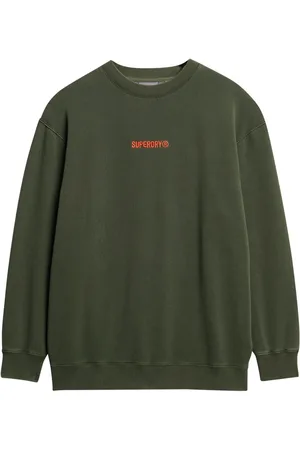 Superdry Army Khaki Micro Logo Graphic Loose Crew Neck SweatshirtM