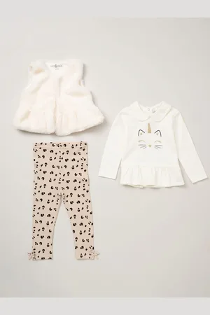 LILY & JACK Faux Fur Gilet 100% Cotton Top and Leggings Outfit Set2 ans (92cm)