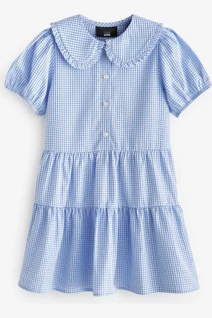 Next Cotton Rich School Vichy Tiered Pretty Collar Robe (3-14yrs)7 ans (122cm)