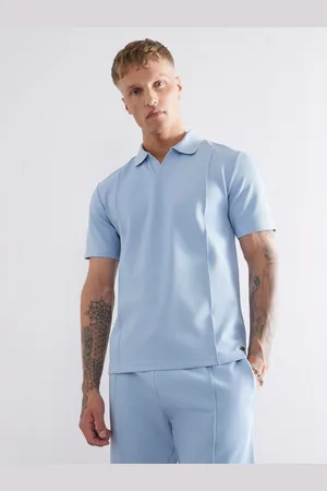 River Island Slim Fit Pintuck Open Collar T-Shirtxlarge