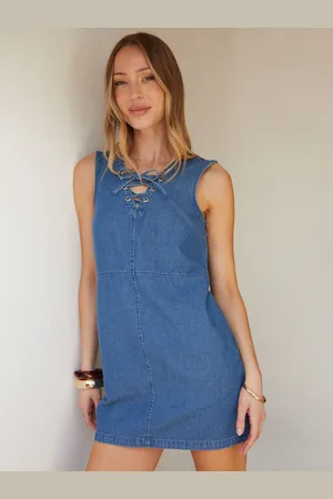 Threadbare Robe courte à lacets sans manches en jean 100% coton40