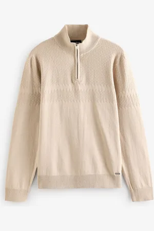 Threadbare Pull quart de fermeture à glissière en tricot avec détail de points de panierM
