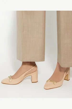 Dune Detailed Block Heel Snaffle Cream Slingbacks (escarpins à talons hauts détaillés)
