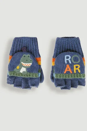 JoJo Maman Bébé Gants rayés dinosaure pour garçon8692cm