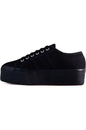 Superga Black Canvas 2790 Flatform Trainers