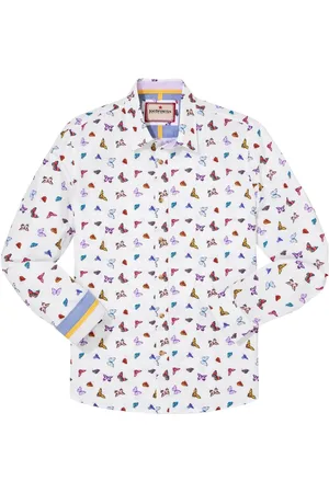Joe Browns Butterfly Print Contrast 100% Cotton Trim Shirtlarge