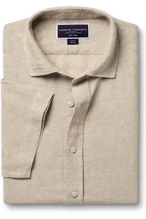 Charles Tyrwhitt Coupe ajustée Plain Manches courtes Pure 100% Lin ChemisesPetit