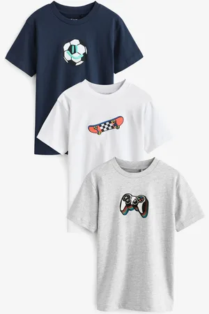 Next Coupe classique Graphic 100% Cotton Manches courtes T-shirt 3 Lot (3-16ans)134140cm