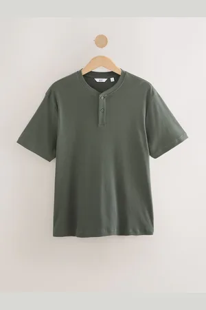 Next T-shirt texturé côtelé à col grand-pèreGrand