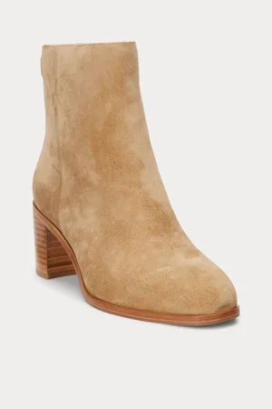 Ralph Lauren Camel Cassie Suede Ankle Bottes