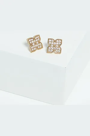 Jon Richard Pave Clover Stud Earringsun