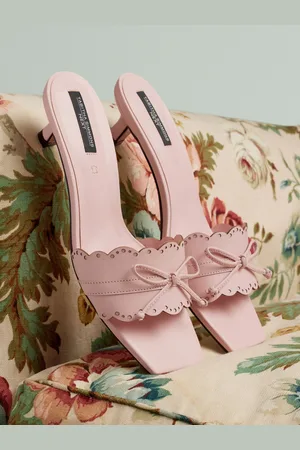 Next Tabitha Simmons x Minnie Leather Square Toe Lazer Cut Bow Mule Kitens Shoesue375