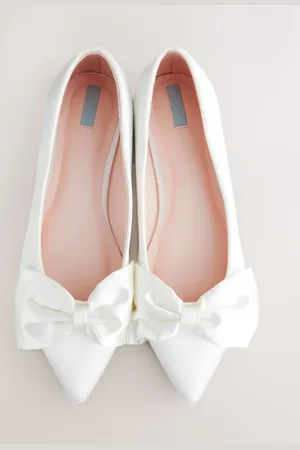 Next Forever Comfort Wedding Point Toe Bow Bridal Ballet Shoes