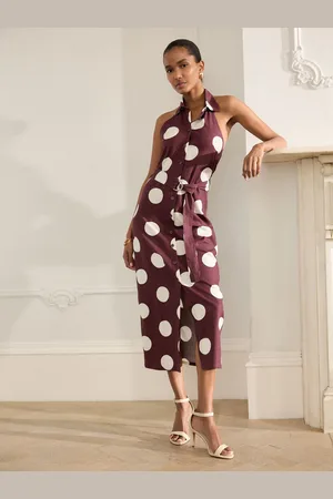 Next Robe chemise mi-longue à col dos nu Robe en mélange de lin50