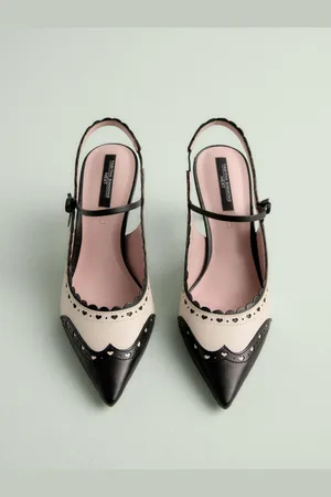 Next Tabitha Simmons x Josephine Leather Point Toe Bow Brogue Detail Slingback Shoesue385