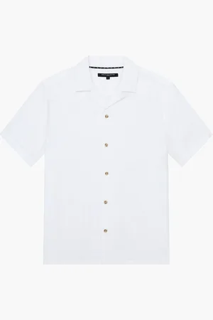 French Connection 100% Cotton Revere Short Sleeve Button Up ShirtMédium