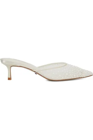 Dune Cuddling Bridal Mesh Kitten Mule Heelseu41