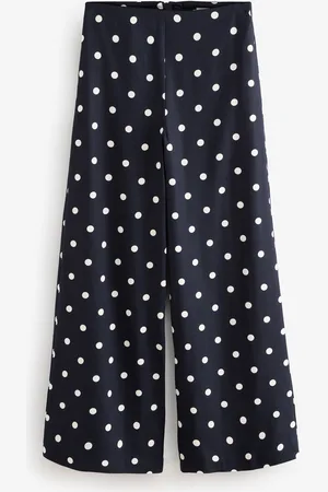 Next Polka Dot Wide Leg Trousers with Linen
