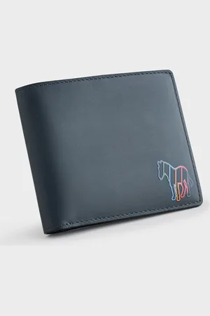 Paul Smith Navy Zebra Imprimé Logo Leather Bifold PortefeuillesUn an