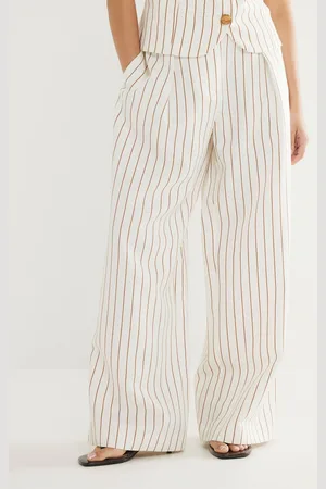 River Island Pantalon large Petite rayé à ceinture36
