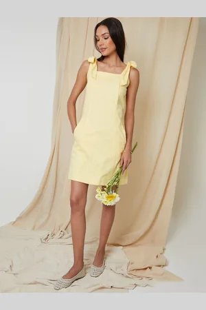 Threadbare Mini robe droite Blend en lin à bretelles nouées44