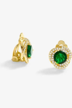 Jon Richard Emerald Twist Halo Clip Earringsun