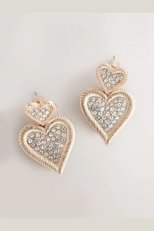 Next Sparkle Heart Drop Earrings Made With Recycled ZincUn an