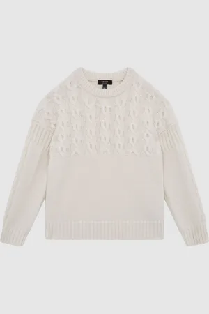 Reiss Pull en maille torsadée à col ras du cou en cachemire Sparrow116122cm