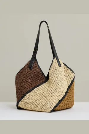 Reiss Farrah Raffia Colour-Block Tote Bagun