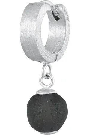 Kuzzoi Hommes Créoles Rond Single Pièce avec perle de verre en argent sterling 925 Bijoux homme 1 pieces male