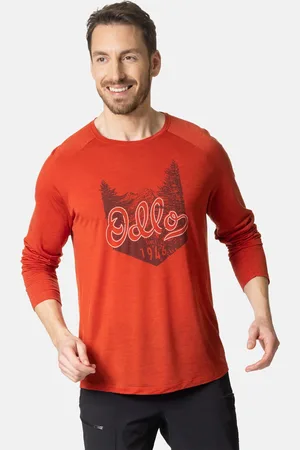 Odlo T-shirt à manches longues et logo dessiné à la main Ascent Performance Wool 130 pour homme, L