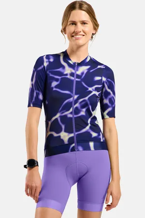 Odlo Maillot de cyclisme imprimé à zip intégral Zeroweight Pro Chill-Tec pour femme, S