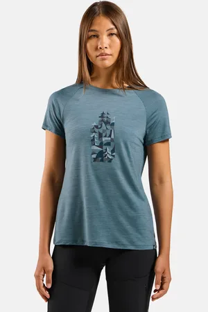 Odlo T-shirt imprimé en laine mérinos mélangée 130 pour femme, L
