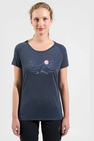 Odlo T-shirt à imprimé vallée Ascent Performance Wool 130 pour femme, M