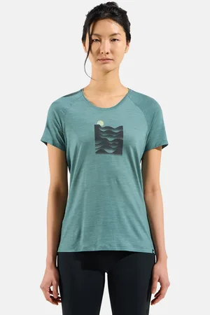 Odlo T-shirt à motif coucher de soleil Ascent Performance Wool 130 pour femme, XL