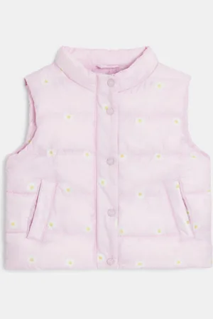 Obaïbi Doudoune sans manches fleurie rose bébé fille