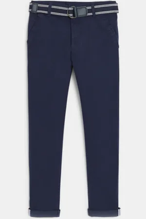 Okaïdi Pantalon chino slim + ceinture marine Garçon