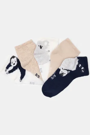 Obaïbi Chaussettes basses animaux gris bébé garçon (lot de 5)