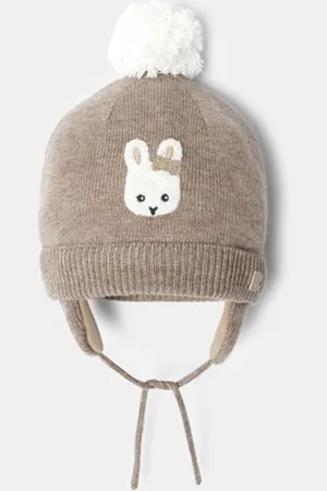 Obaïbi Bonnet maille tricot doublé polaire lapin bébé fille